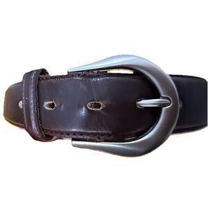 USA BALD EAGLE Men’s Brown Genuine Leather Belt Silver Buckle Size 38 Large